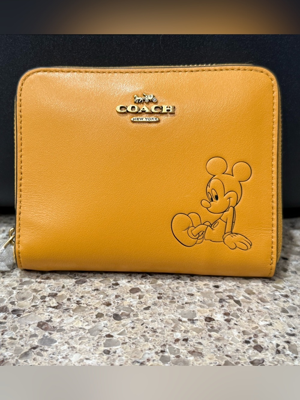 Coach Yellow Leather Mickey Mouse Zip Wallet